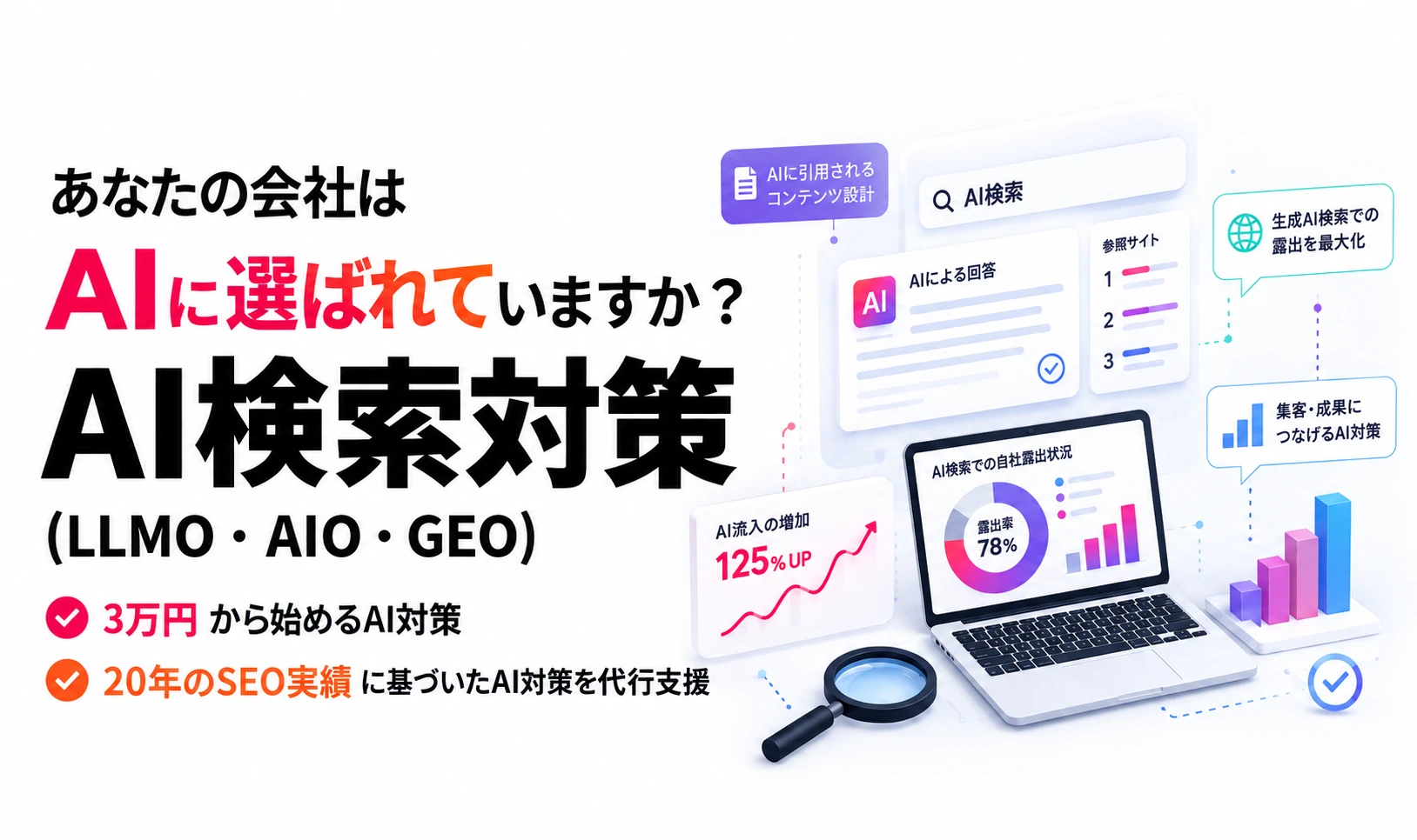 あなたの会社はAIに選ばれていますか？ AI検索対策（LLMO・AIO・GEO） 3万円から始めるAI対策