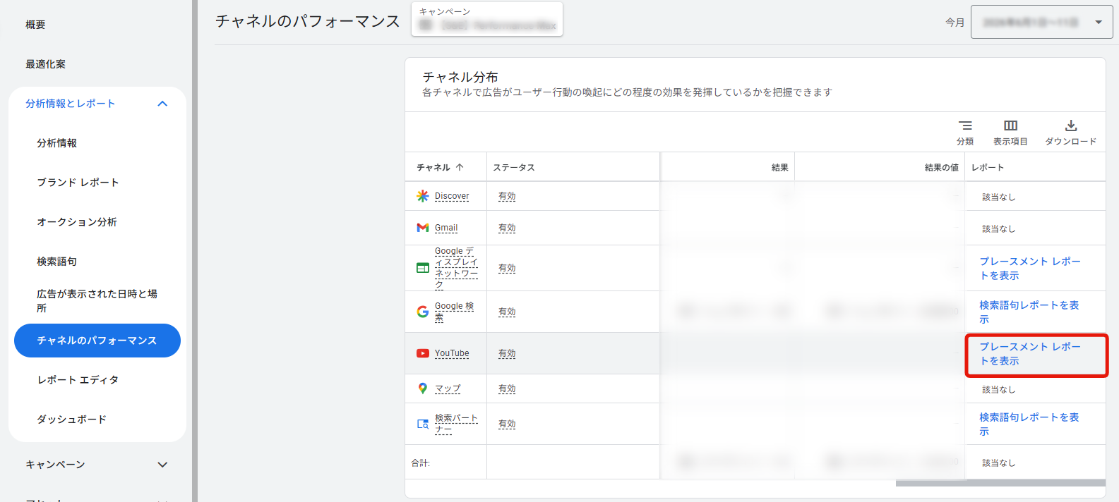 プレースメントレポート